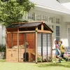 7' x 5' Extra Large Dog House, Wood Outdoor Dog Kennel with Platform, Storage Cabinet for Large Breeds, Yellow