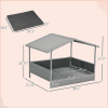 PawHut Wicker Dog House Outdoor Canopy Rattan Bed Water-resistant Cushion Gray