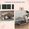 PawHut Wicker Dog House Outdoor Canopy Rattan Bed Water-resistant Cushion Gray