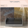 PawHut Wicker Dog House Outdoor Canopy Rattan Bed Water-resistant Cushion Gray