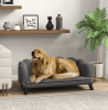 PawHut Comfortable Large Dog Couch Charcoal Gray with Foam Cushioning and Extra Pillow for Medium and Large Dogs