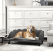 PawHut Comfortable Large Dog Couch Charcoal Gray with Foam Cushioning and Extra Pillow for Medium and Large Dogs
