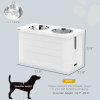 PawHut Elevated Dog Bowls with Slow Feeder Mat, Storage Cabinet, 3 Stainless Steel Bowls for Large & Extra Large Dogs, White