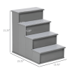 PawHut Pet Stairs Small Dog Steps for Couch Bed with Cushioned Cover Grey