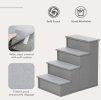 PawHut Pet Stairs Small Dog Steps for Couch Bed with Cushioned Cover Grey