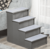 PawHut Pet Stairs Small Dog Steps for Couch Bed with Cushioned Cover Grey