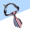 Adjustable Pink Vertical Stripe Dog Cat Necktie Gentleman Dog Collar 6-11 Inches