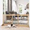 PawHut Freestanding Pet Gate Extra Wide 72" W x 27.25" H Dog Cat Barrier Natural