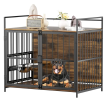 Furniture Style Large Dog Crate with 360° & Adjustable Raised Feeder for Dogs 48"