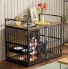 Furniture Style Large Dog Crate with 360° & Adjustable Raised Feeder for Dogs 48"