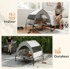 PawHut Elevated Dog Bed with Removable Canopy, Portable Outside Raised Pet Cot with Cooling Pad, Storage Bag, 36" x 29.5" x 35"