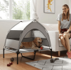 PawHut Elevated Dog Bed with Removable Canopy, Portable Outside Raised Pet Cot with Cooling Pad, Storage Bag, 36" x 29.5" x 35"