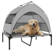 PawHut Elevated Dog Bed with Removable Canopy, Portable Outside Raised Pet Cot with Cooling Pad, Storage Bag, 36" x 29.5" x 35"
