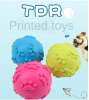 3pcs Pet dog toy footprint toy ball 6cm sounding toy ball TPR rubber