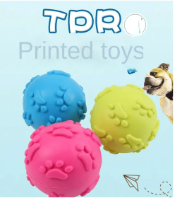 3pcs Pet dog toy footprint toy ball 6cm sounding toy ball TPR rubber