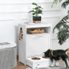 PawHut Pet Feeder Station with Storage, Dog Food Storage Container with 2 Raised Dog Bowls, White