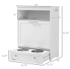 PawHut Pet Feeder Station with Storage, Dog Food Storage Container with 2 Raised Dog Bowls, White