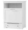 PawHut Pet Feeder Station with Storage, Dog Food Storage Container with 2 Raised Dog Bowls, White