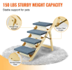 VEVOR Wood Pet Stairs/Pet Steps, 2-in-1 Foldable Wooden Dog Stair for Beds, Sofa and Cars, Dog Stairs & Ramp with 4 Steps for Small Medium Large