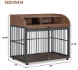 GO 44'' Heavy Duty Large Dog Crate Furniture for Large Medium Dog with Lockable Wheels, Wooden Dog Crate Dog Kennel
