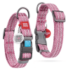 Reflective Cotton Dog Collar Eco Friendly Alt to Nylon Collar for Small Medium Large Dogs Adjustable Male Female Dog Collar Pink 10-16 inch Neck