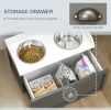 PawHut Elevated Dog Bowl Station with Storage Drawer 21L Capacity & 2 Stainless Bowls Gray