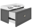 PawHut Elevated Dog Bowl Station with Storage Drawer 21L Capacity & 2 Stainless Bowls Gray