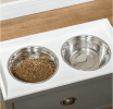 PawHut Elevated Dog Bowl Station with Storage Drawer 21L Capacity & 2 Stainless Bowls Gray