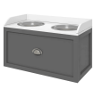 PawHut Elevated Dog Bowl Station with Storage Drawer 21L Capacity & 2 Stainless Bowls Gray