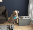 PawHut Raised Dog Feeding Station with 2 Stainless Steel Bowls and Storage for Large Dogs and Other Large Pets Gray
