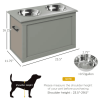 PawHut Raised Dog Feeding Station with 2 Stainless Steel Bowls and Storage for Large Dogs and Other Large Pets Gray