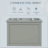 PawHut Raised Dog Feeding Station with 2 Stainless Steel Bowls and Storage for Large Dogs and Other Large Pets Gray