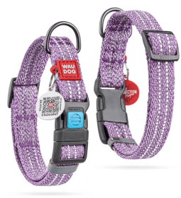 Reflective Cotton Dog Collar, Adjustable Male/Female Dog Collar, 14-23 inch, Purple Color