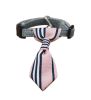 Adjustable Pink Vertical Stripe Dog Cat Necktie Gentleman Dog Collar 6-11 Inches