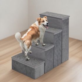 4-Step Dog Stairs Non-Slip Foldable Dog Ramp with Adjustable Steps