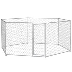 PawHut Outdoor Dog Run 13.4 x 11.5 ft with Lockable Door for Medium Large Dogs Silver