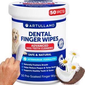 Dog Teeth Cleaning Wipes 50 Dog Dental Care Finger Wipes Disposable Finger Toothbrush for Removing Plaque and Tartar Buildup Oral Freshness