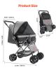 Pet Stroller, 44 lbs Weight Capacity, Foldable Dog Stroller Cart, 4 Wheels Cats Stroller with Mesh Windows & Revrsible Handle