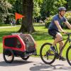 Dog Bike Trailer for Small & Medium Dogs, Universal Bicycle Coupler, Flip-Down Ramp Tailgate, Red