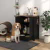 Pet Feeding Station, Dog Food Storage Cabinet w/ Raised Dog Bowls, Adjustable Panel, Hooks for Medium Dogs, Black