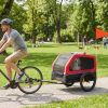 Dog Bike Trailer for Small & Medium Dogs, Universal Bicycle Coupler, Flip-Down Ramp Tailgate, Red