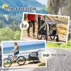 Pet Bike Trailer and Stroller 2-in-1 Grey with 4 Wheels Reflectors Safety Flag for Travel