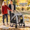 Pet Bike Trailer and Stroller 2-in-1 Grey with 4 Wheels Reflectors Safety Flag for Travel