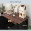 Pet Feeding Station, Dog Food Storage Cabinet w/ Raised Dog Bowls, Adjustable Panel, Hooks for Medium Dogs, Black