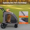 Pet Stroller, 4 Wheels Dog Stroller with Brakes, 160lbs Weight Capacity
