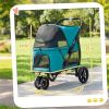 Pet stroller, dog stroller, easy to carry, dark green