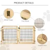 Wooden Pet Gate, 6-Panel Folding Dog Safety Barrier with Support Feet for Small & Medium Dogs, Natural Wood