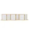 Wooden Pet Gate, 6-Panel Folding Dog Safety Barrier with Support Feet for Small & Medium Dogs, Natural Wood