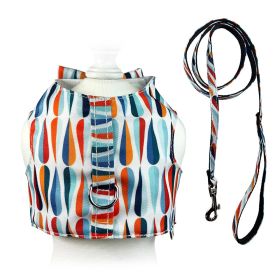 Chic Raindrop Harness Vest with Matching Leash (Color: Blue/Orange/White, Size: L)