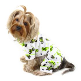 Playful Dinosaur Flannel Pajamas (Color: White, Size: L)
